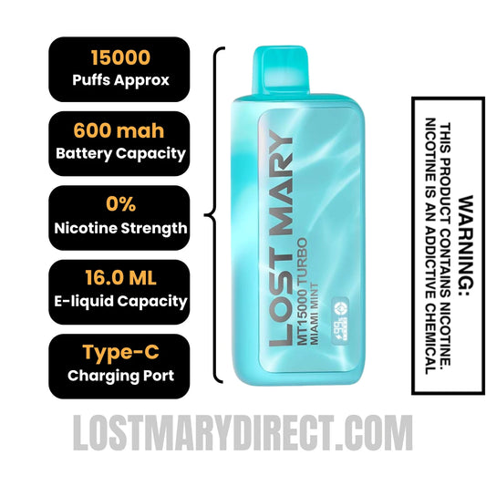 Miami Mint Lost Mary MT15000 TURBO Vape | 15000 Puffs Miami Mint Lost Mary MT15000 TURBO Vape | 15000 Puffs