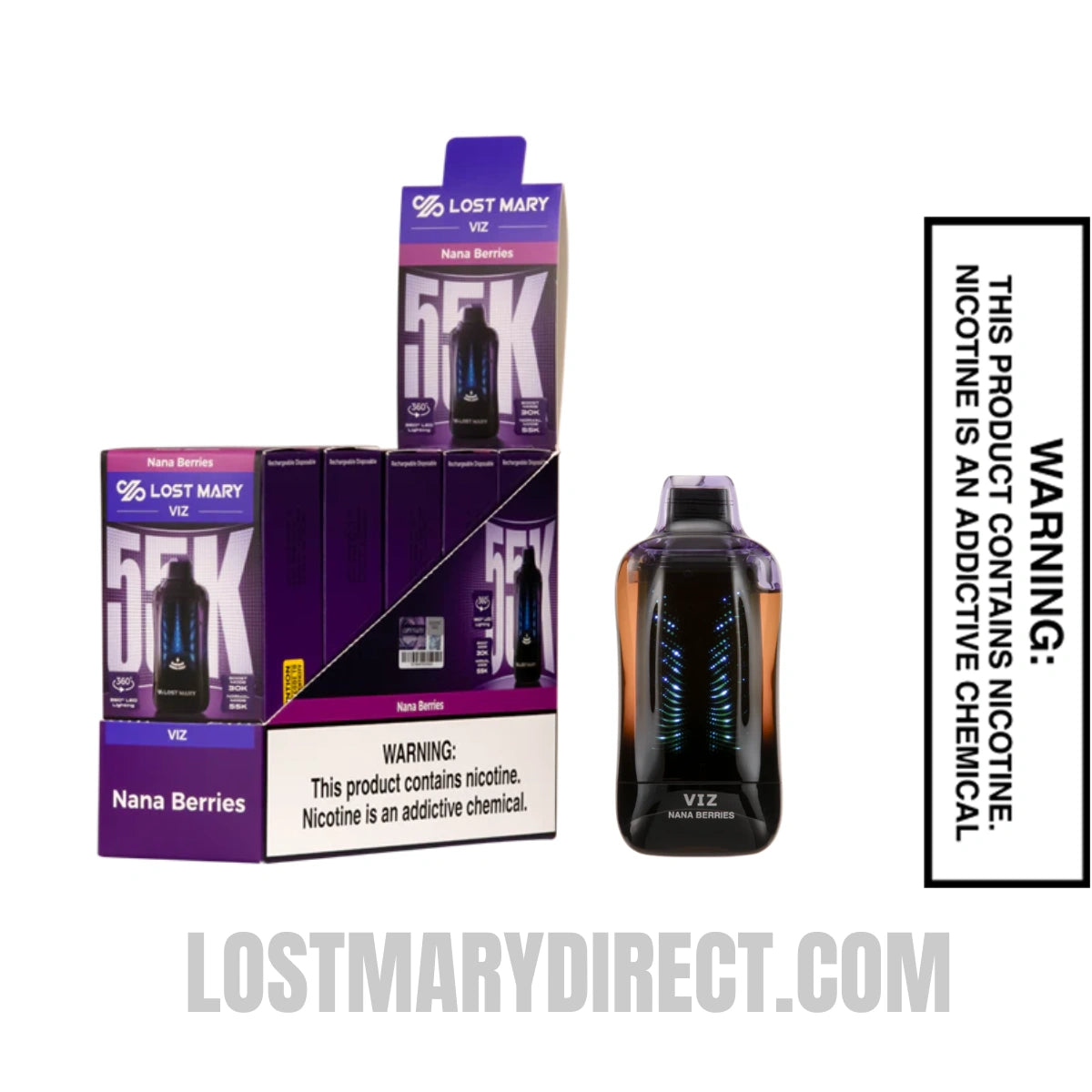 Nana Berries Lost Mary VIZ 55K Disposable Vape With Bundle Pack