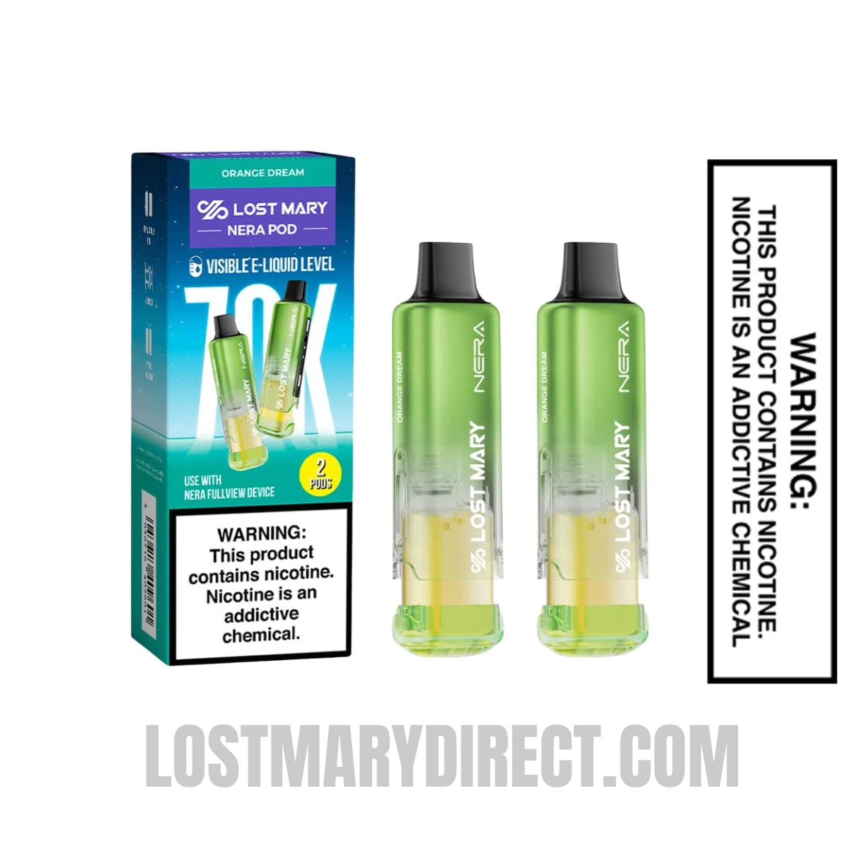 Orange Dream Lost Mary Nera Fullview 70k Vape Pod With Package Box