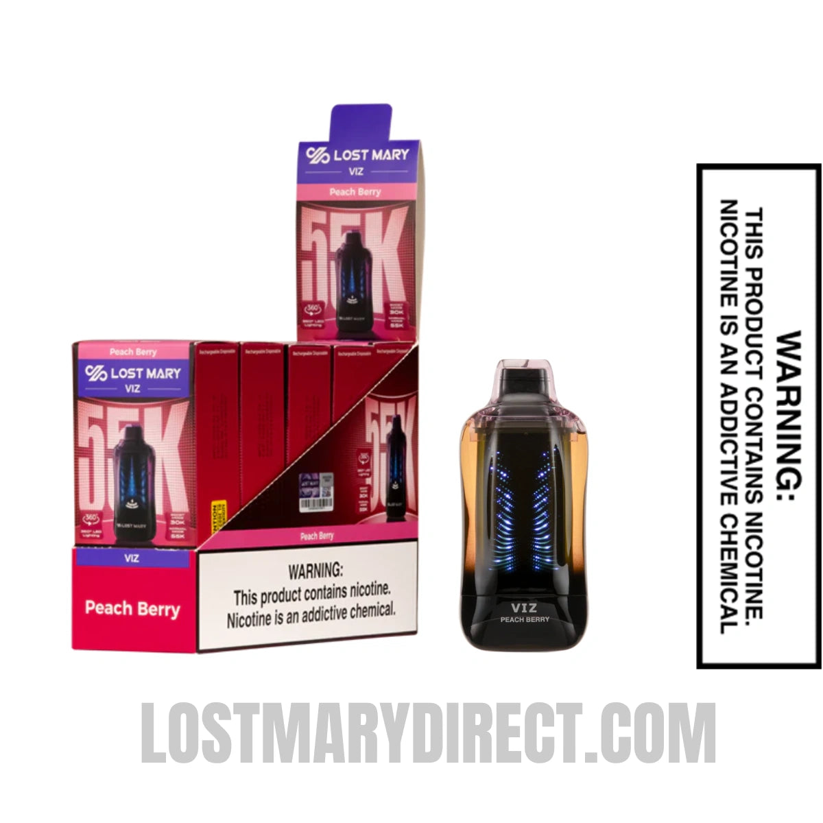 Peach Berry Lost Mary VIZ 55K Disposable Vape With Bundle Pack