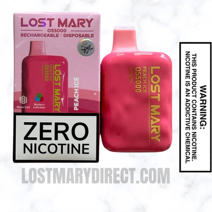 Peach Ice Lost Mary OS5000 Zero Nicotine Vape Package