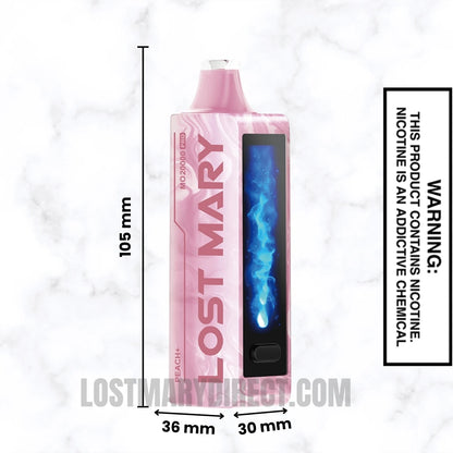 Peach+ Lost Mary MO20000 PRO Diposable Vape Dimension