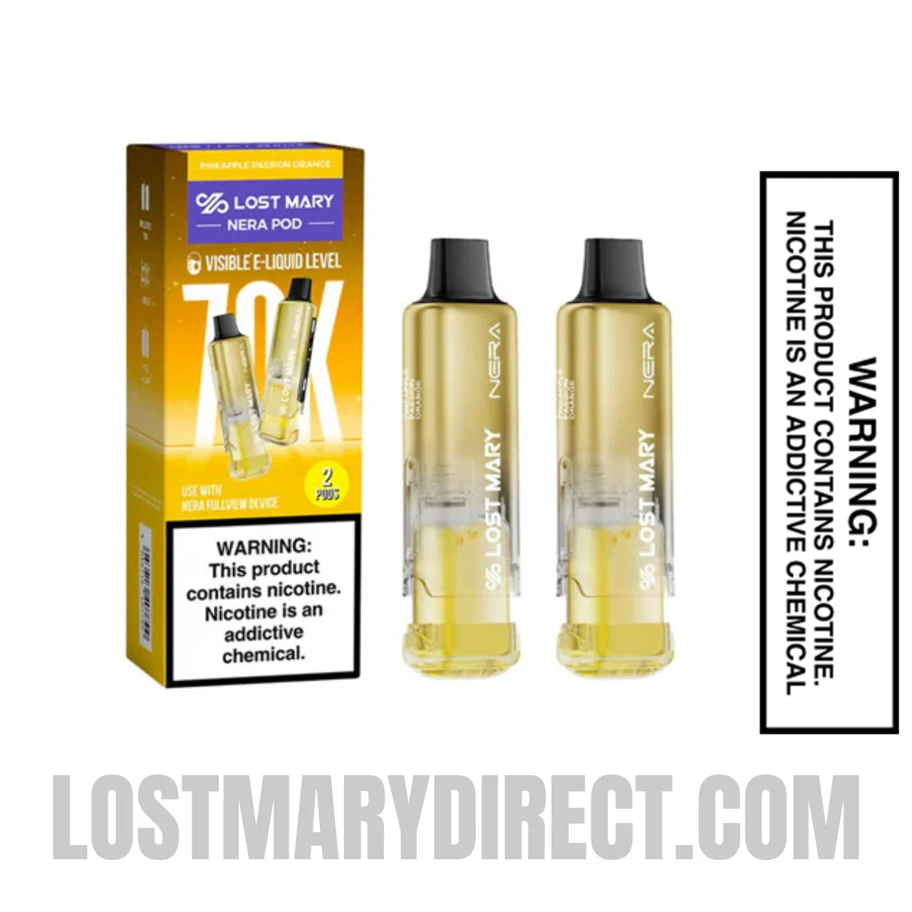 Pineapple Passion Orange Lost Mary Nera Fullview 70K Vape Pod with package box