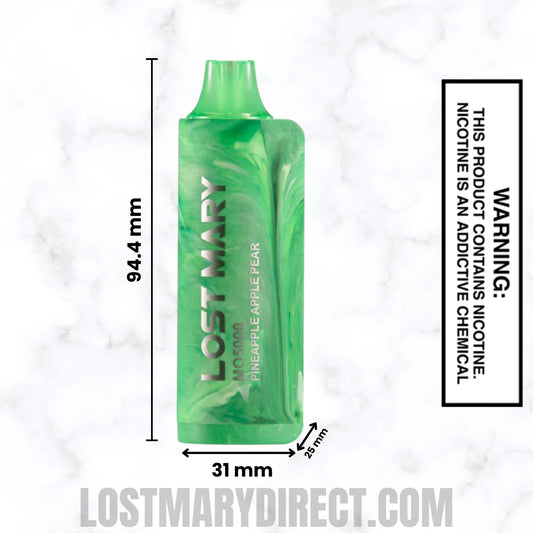 Pineapple Apple Pear Lost Mary MO5000 Disposable Vape Dimension