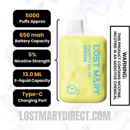 Pineapple Duo Ice Lost Mary OS5000 Frozen Edition Vape Pineapple Duo Ice Lost Mary OS5000 Frozen Edition Vape