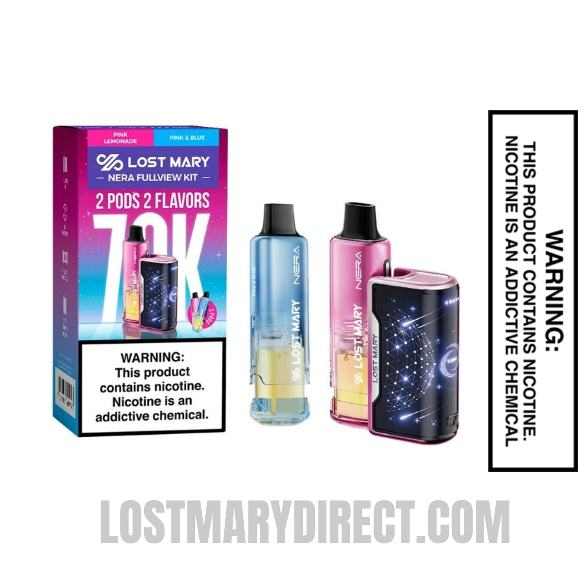 Pink Lemonade & Pink n Blue Lost Mary Nera Fullview 70K Kit