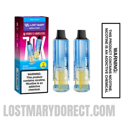 Pink & Blue Lost Mary Nera Fullview 70K Disposable Vape Pod package box