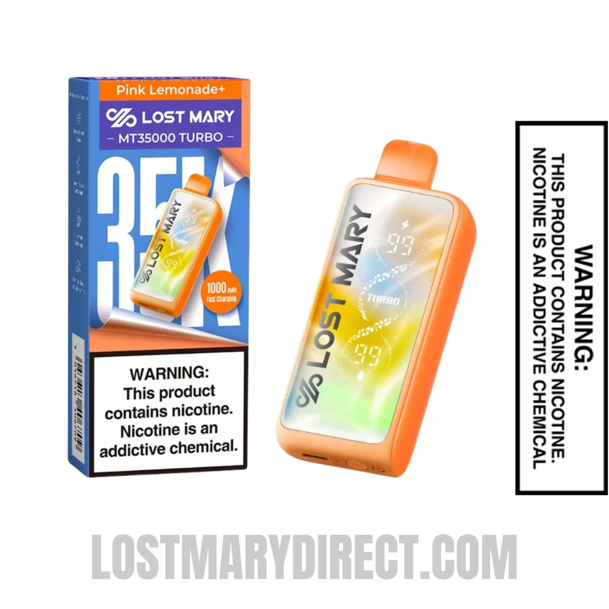 Pink Lemonade Lost Mary MT35000 Turbo Disposable Vape with package box