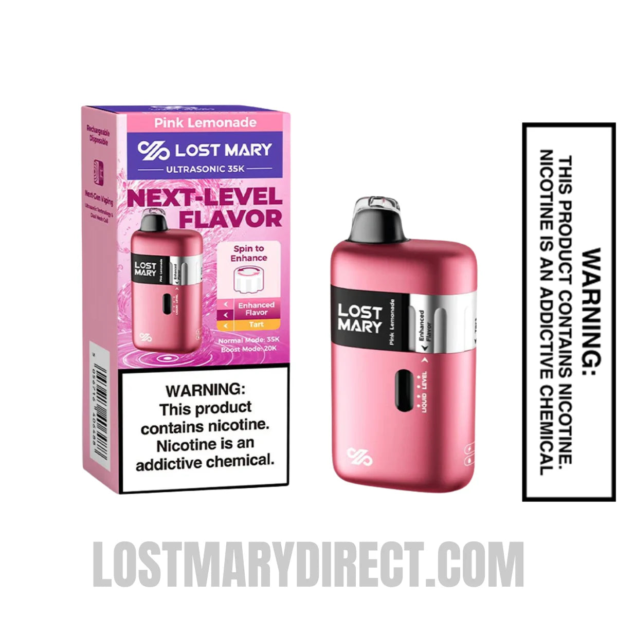 Pink Lemonade Lost Mary Ultrasonic 35K Disposable Vape With Package Box