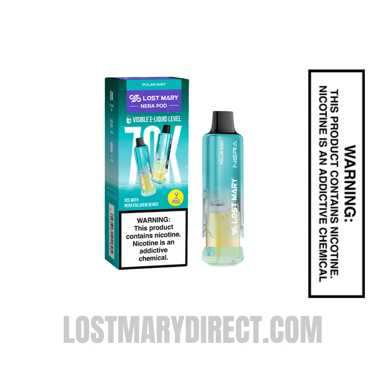 Polar Mint Lost Mary Nera Fullview 70K Disposable Vape Pod with package 
