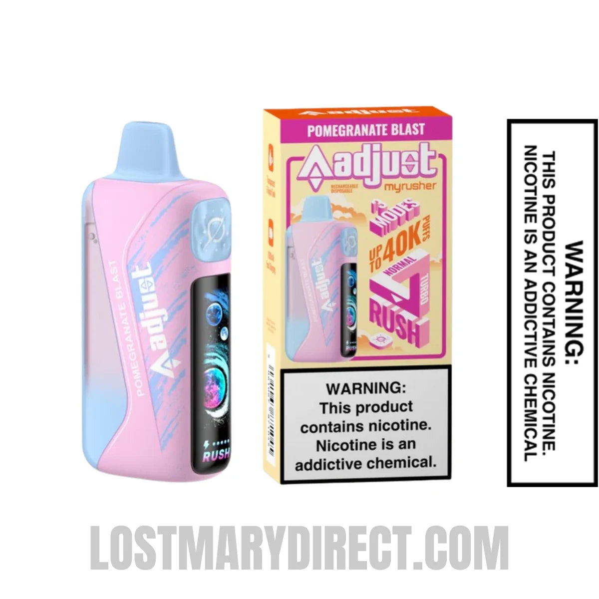 Pomegranate Blast Adjust MyRusher 40K Disposable Vape Package