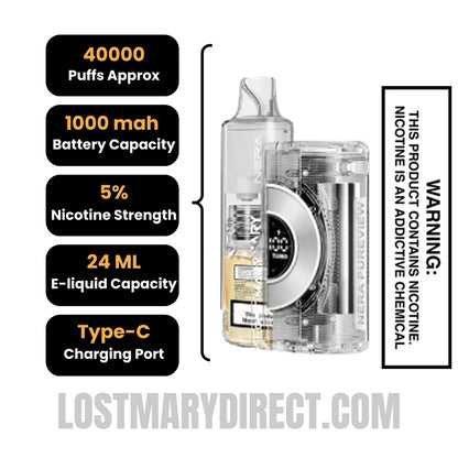 Pomegranate Blast Lost Mary Nera Pureview 40K Vape Kit Specification