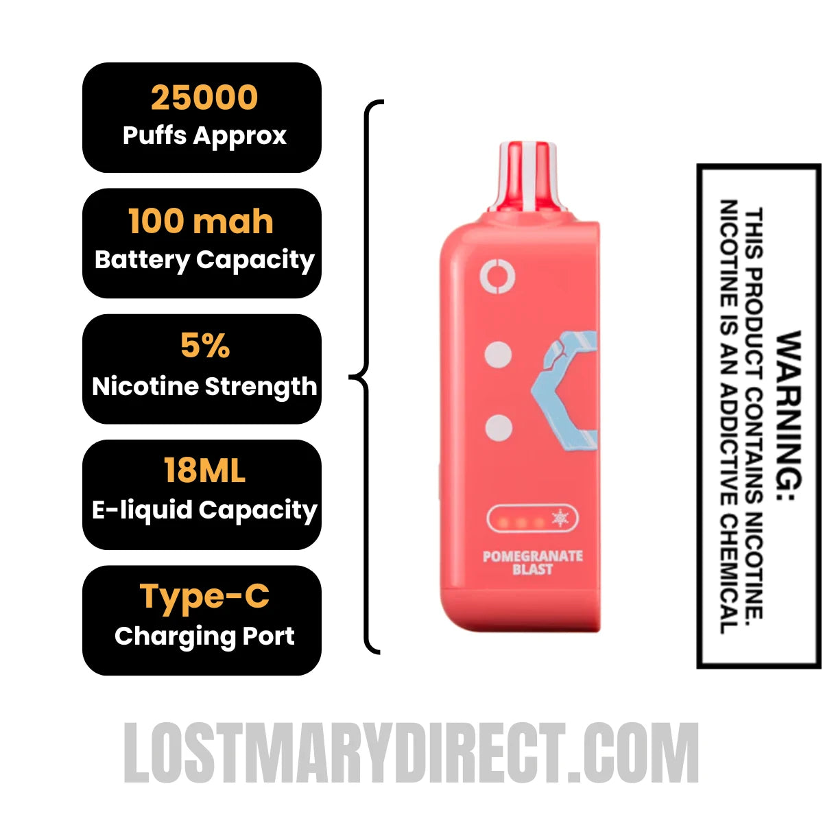Pomegranate Blast Off Stamp Ice Cube 25K Disposable Pod with Specification