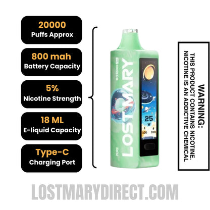 Pure Lost Mary MO20000 Pro Vape Specifications