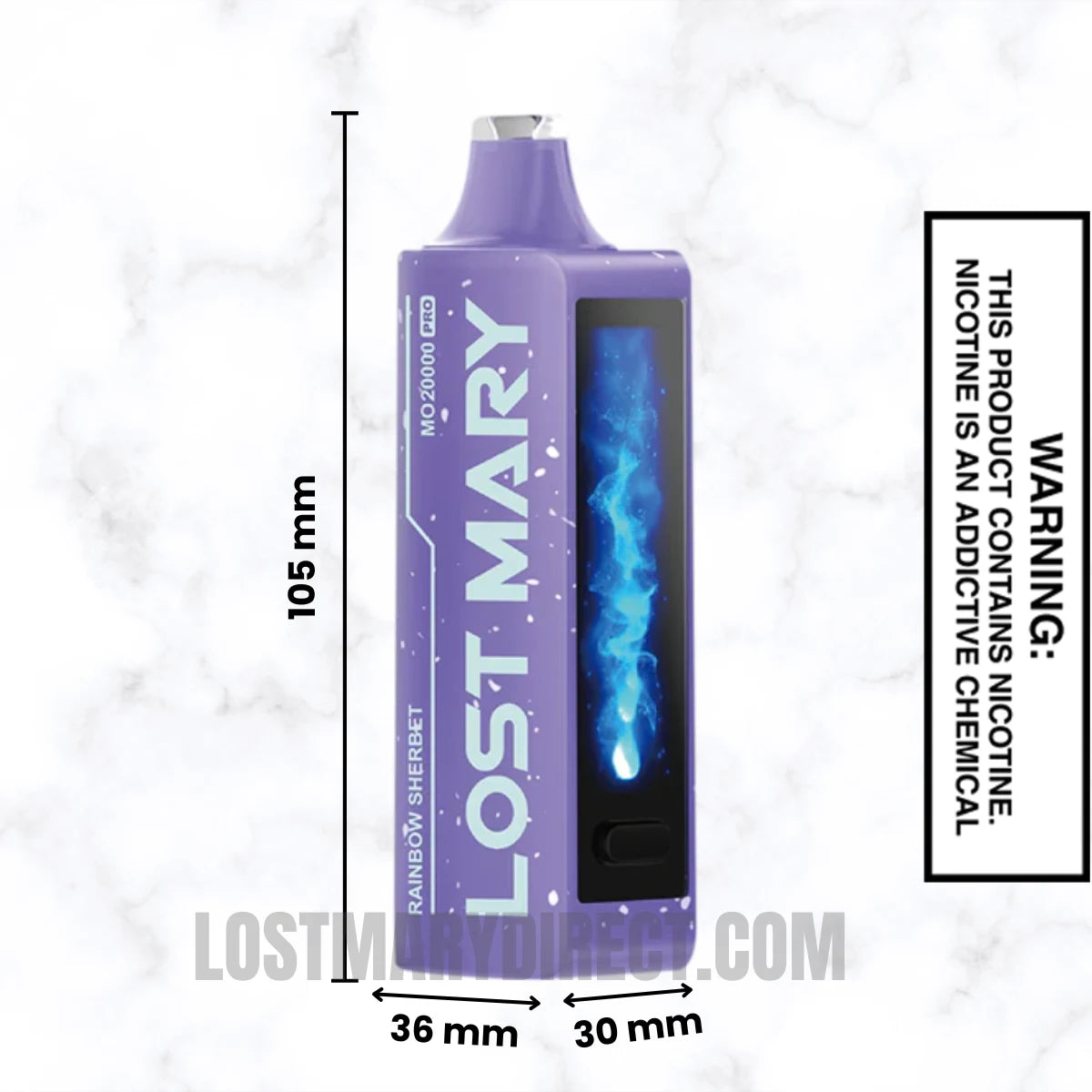 Rainbow Sherbet Lost Mary MO20000 PRO Diposable Vape Dimension