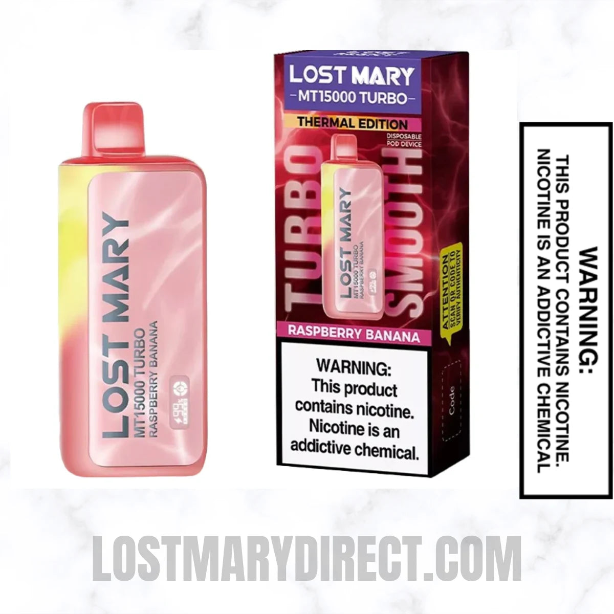 Raspberry Banana Lost Mary MT15000 TURBO With Package Box