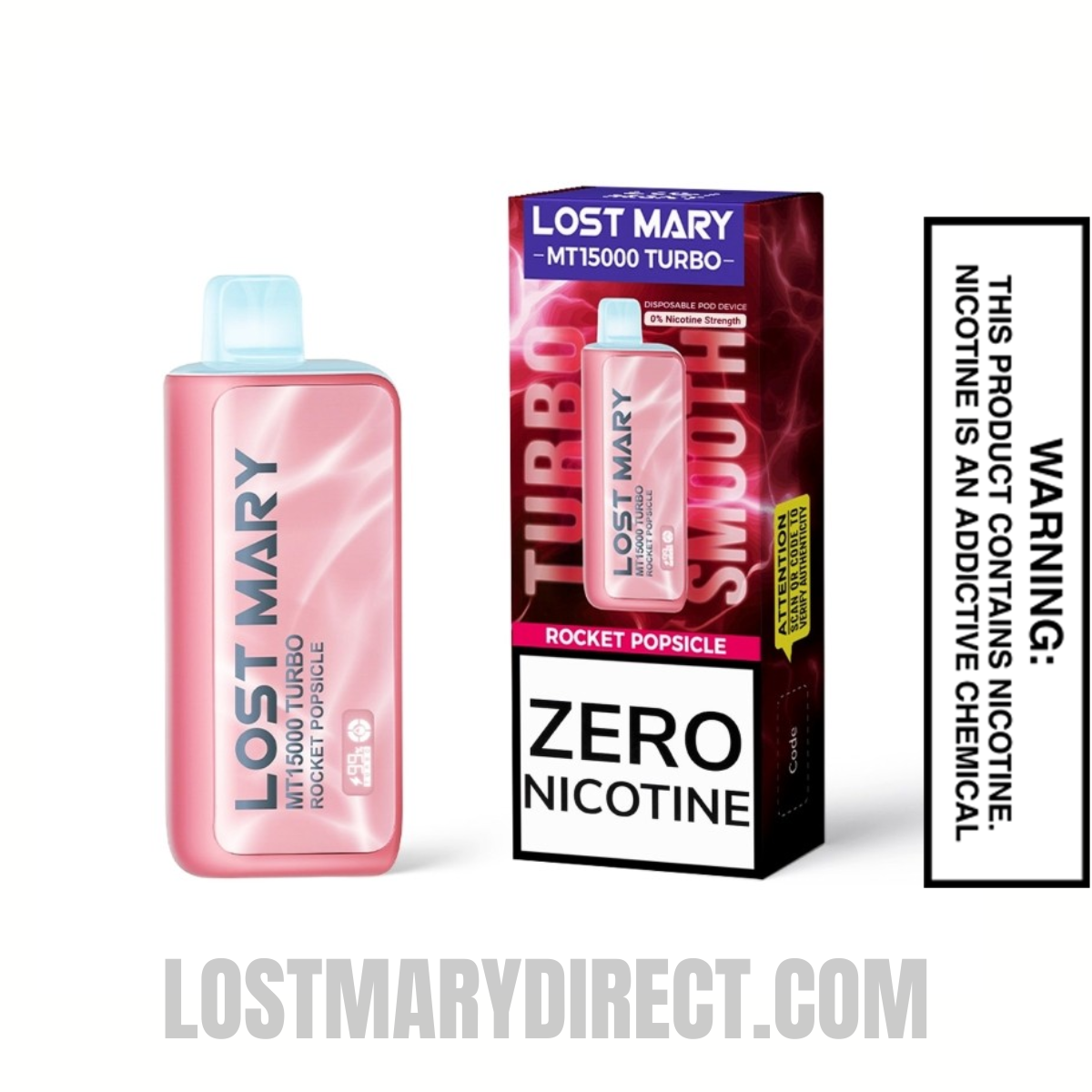 Rocket Popsicle Lost Mary MT15000 Turbo Vape - 0% Nic with package box