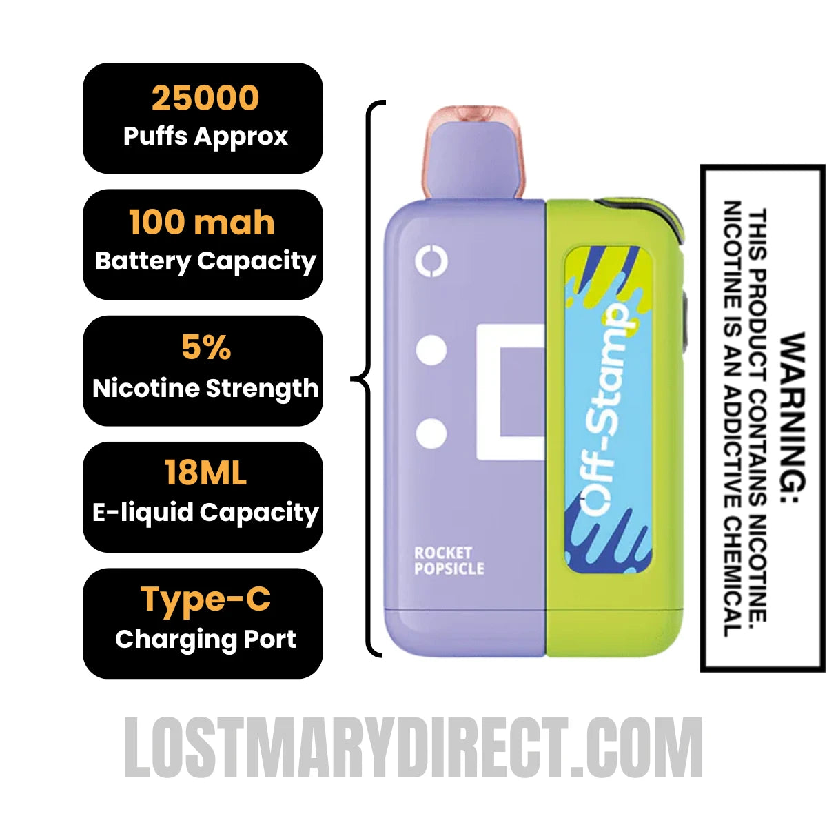 Rocket Popsicle Off Stamp X-Cube Vape Kit Specifications