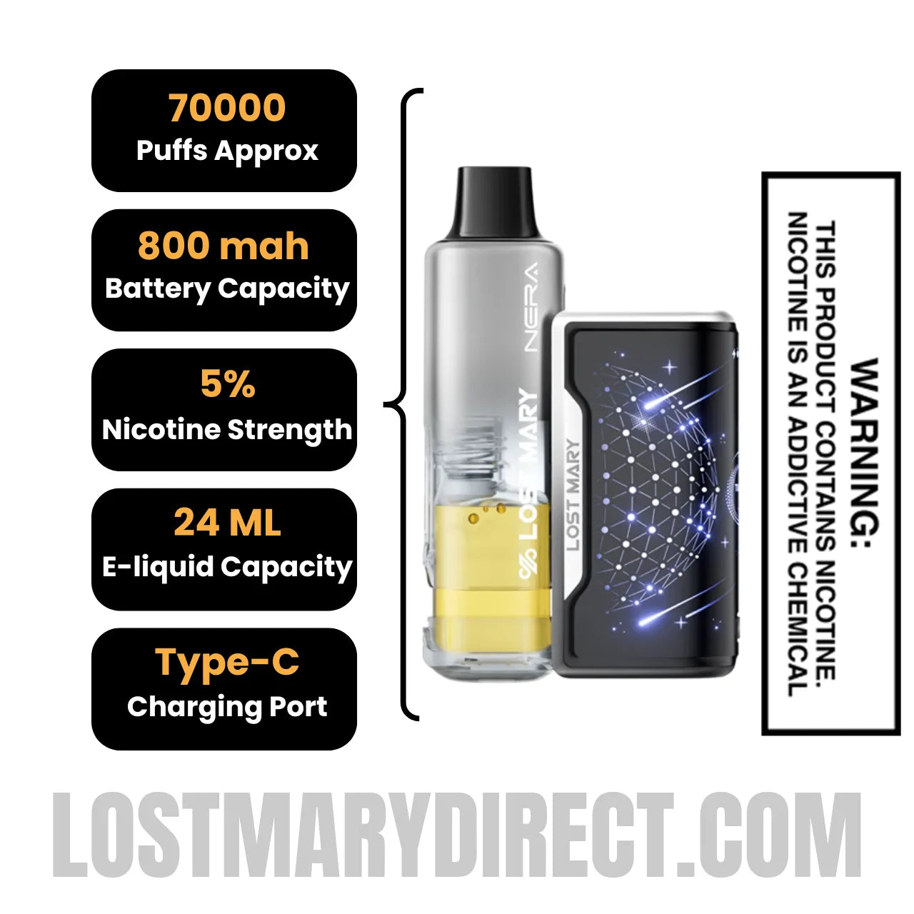 Scary Berry Lost Mary Nera Fullview 70K Vape Kit Specification
