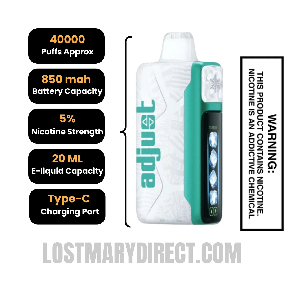 Sour Apple Ice Adjust MyCool 40k Disposable Vape Specifications