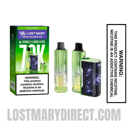 Sour Apple Ice Lost Mary Nera Fullview 70K Vape Kit with package box