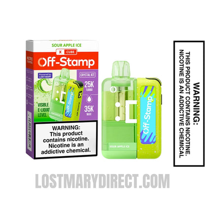 Sour Apple Ice Off Stamp X Crystal Cube 35K Disposable Kit with Package Box