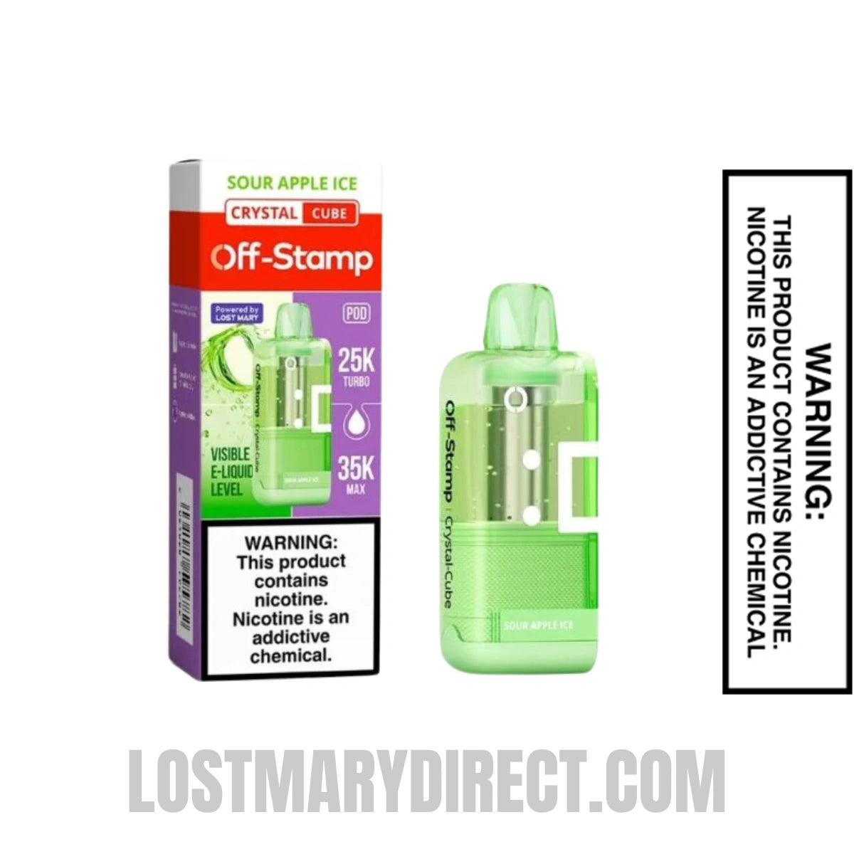 Sour Apple Ice Off Stamp X Cube Crystal Cube 35K Vape Pod With Package Box