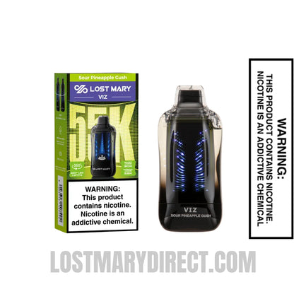 Sour Pineapple Gush Lost Mary VIZ 55K Disposable Vape with package box