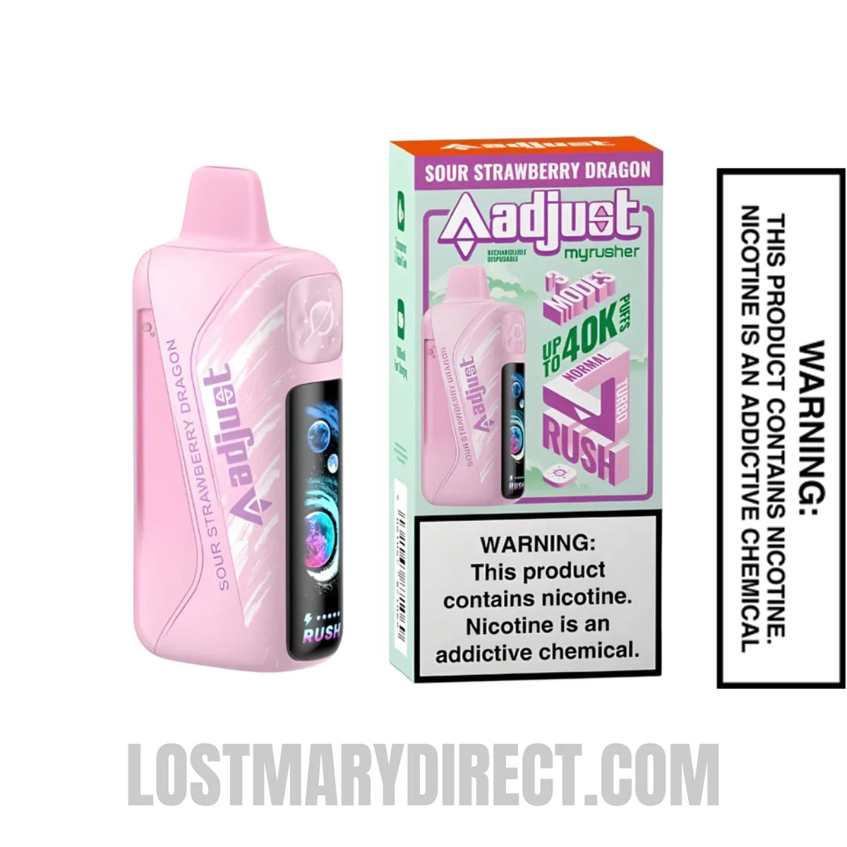 Sour Strawberry Dragon Adjust MyRusher 40K Disposable Vape Package