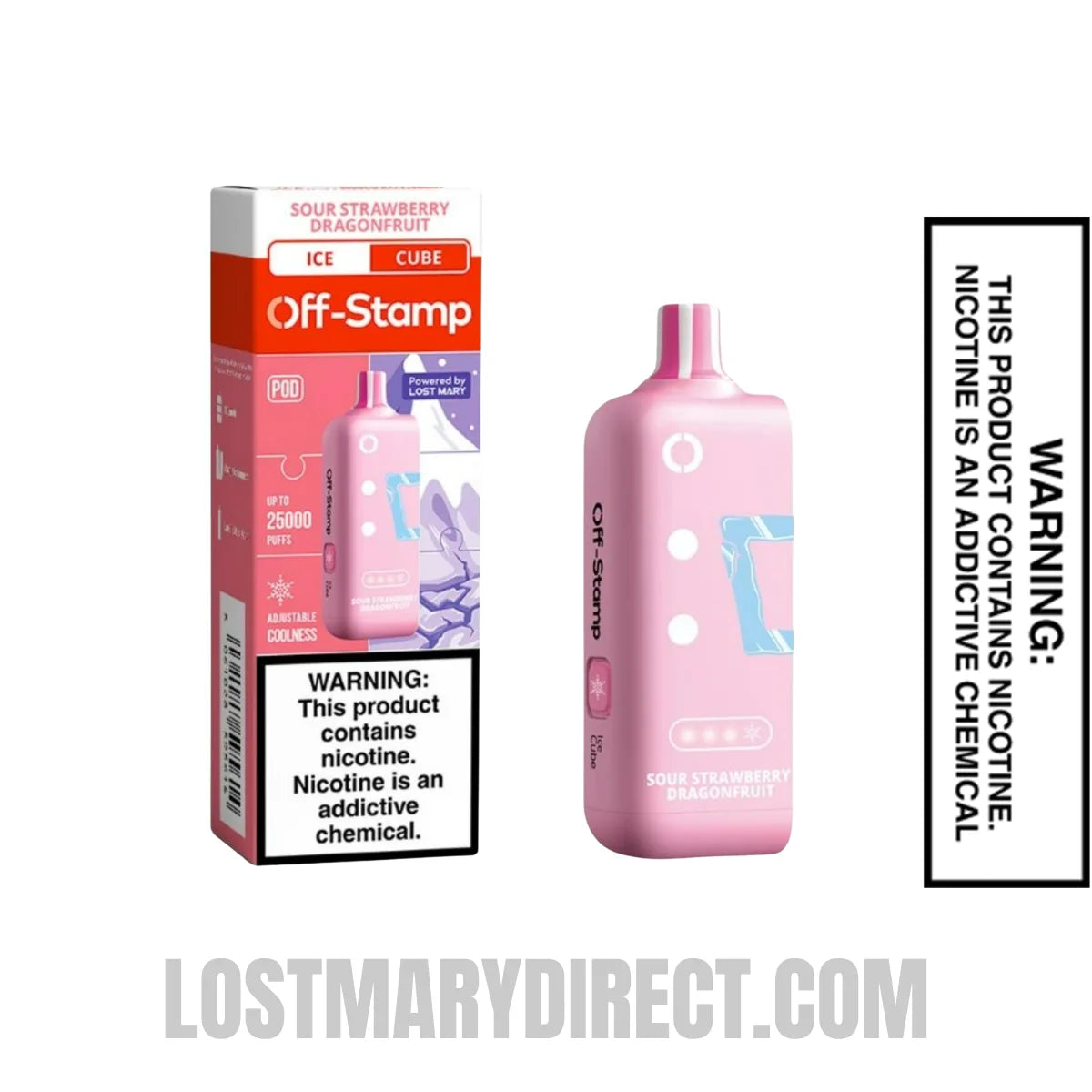 Sour Strawberry Dragonfruit Off Stamp Ice Cube 25K Disposable Pod with Package Box