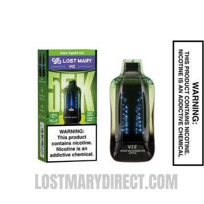 Sour Watermelon Apple Lost Mary VIZ 55K Disposable Vape With Package Box