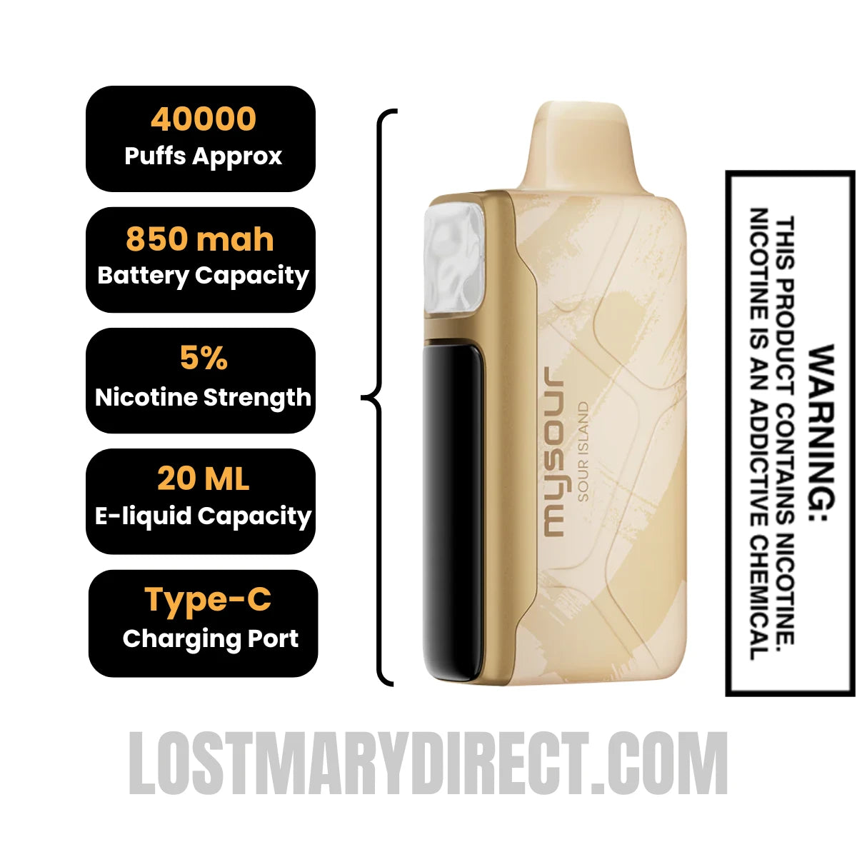 Sour Island Adjust MySour 40K Disposable Vape Specification