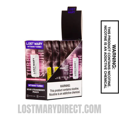 Sour Strawberry Peach Lost Mary MT15000 Turbo Vape with bundle box
