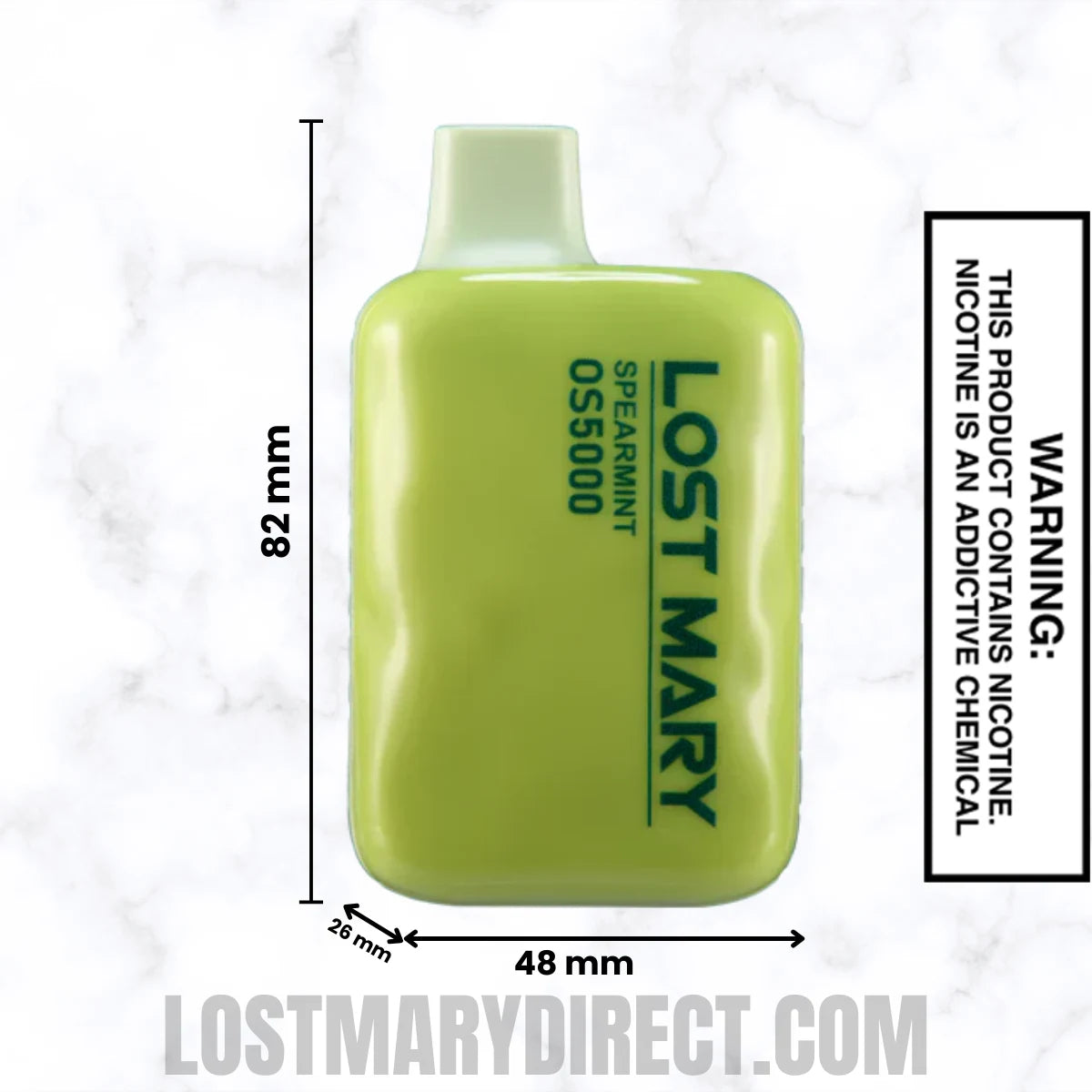 Spearmint Lost Mary OS5000 Disposable Vape Dimensions