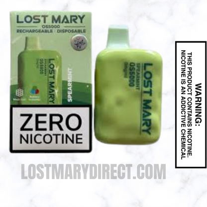 Spearmint Lost Mary OS5000 Zero Nicotine Vape Package