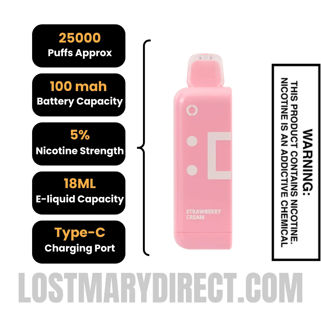 Strawberry Cream Off Stamp Classic Cube 25K Disposable Pod with Specification