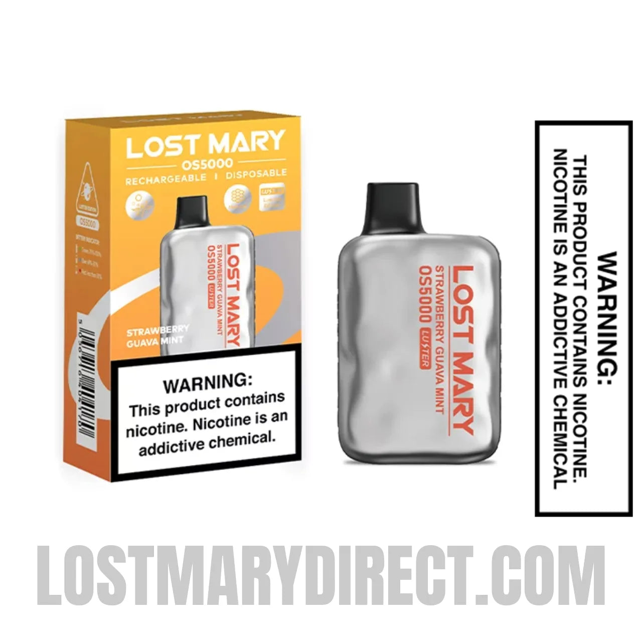 Strawberry Guava Mint Lost Mary OS5000 Disposable Vape with Package Box