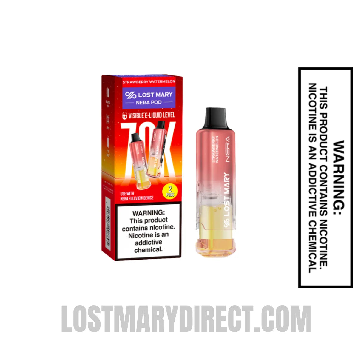 Strawberry Watermelon Lost Mary Nera Fullview 70K Disposable Vape Pod with package
