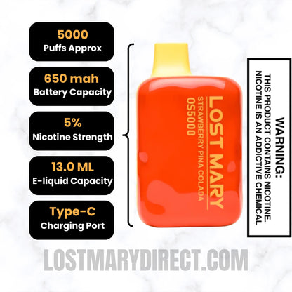 Buy Strawberry Pina Colada Lost Mary OS5000 Disposable Vape Buy Strawberry Pina Colada Lost Mary OS5000 Disposable Vape