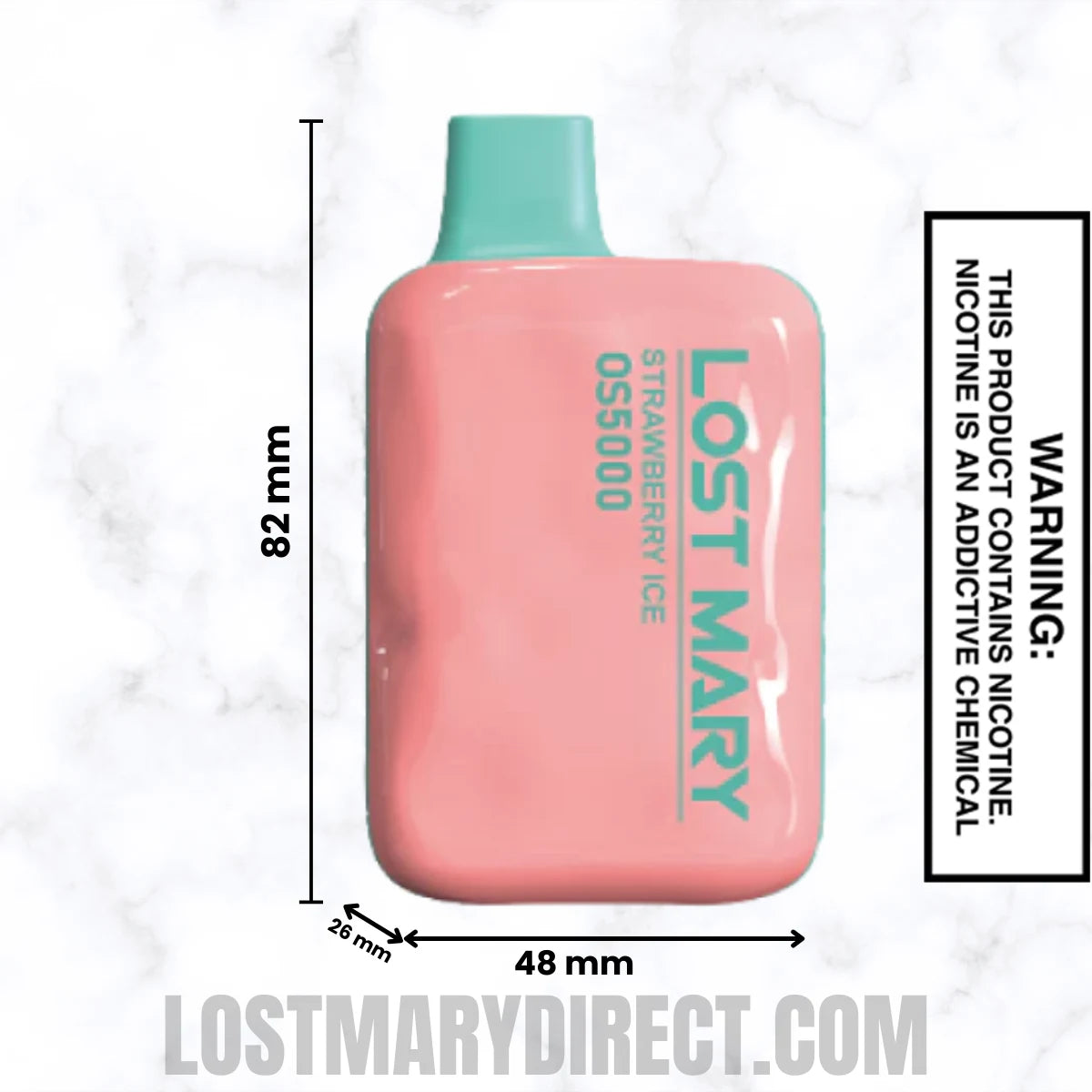 Strawberry Ice Lost Mary OS5000 Disposable Vape Dimensions