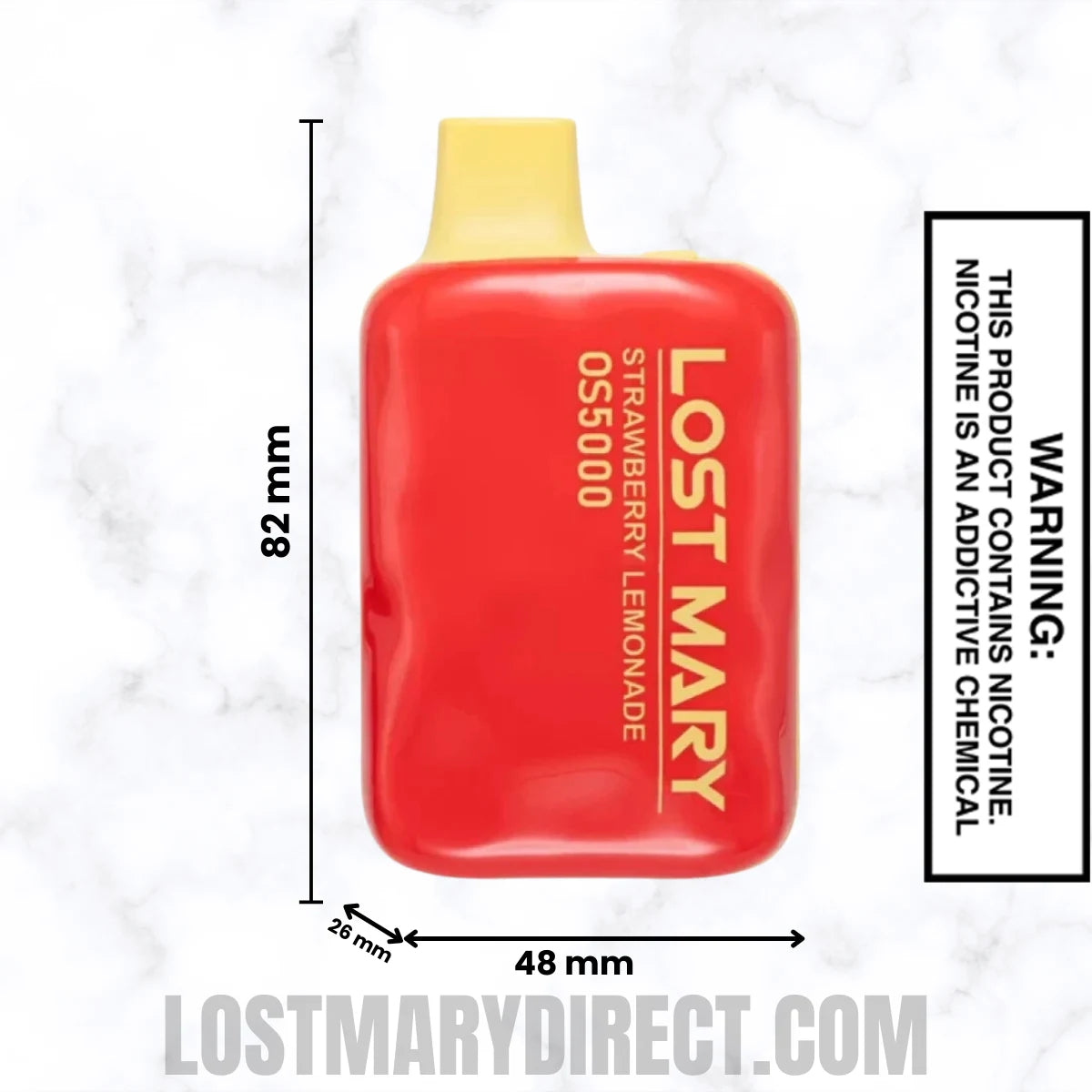 Strawberry Lemonade Lost Mary OS5000 Disposable Vape Dimensions