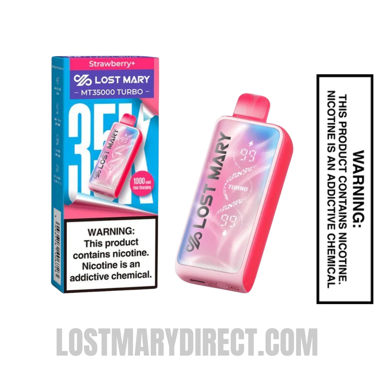 Strawberry Lost Mary MT35000 Turbo Disposable Vape With Package  Box