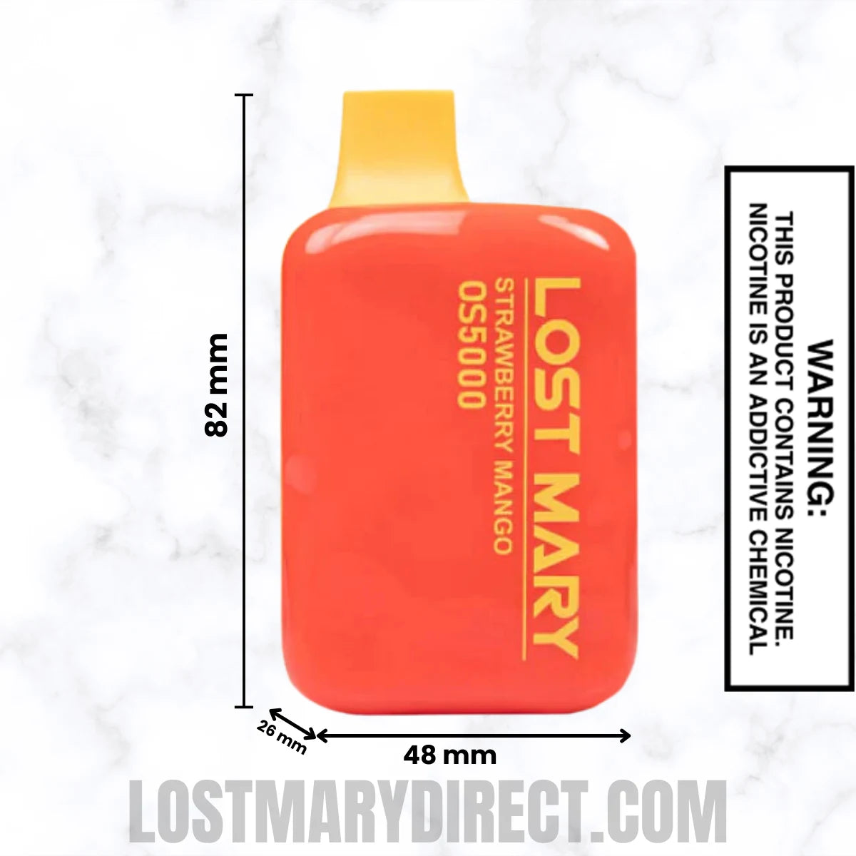 Strawberry Mango Lost Mary OS5000 Disposable Vape Dimensions