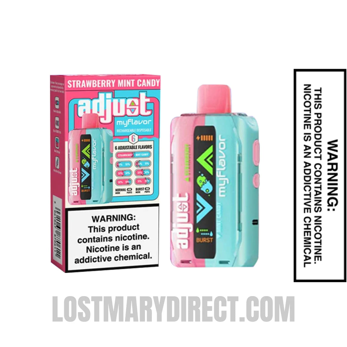 Strawberry Mint Candy Adjust MyFlavor 40K Disposable Vape Package