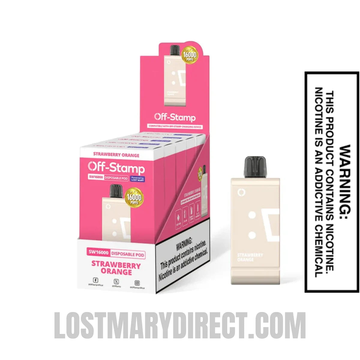 Strawberry Orange Off Stamp SW16000 Disposable Pod With Package Box 