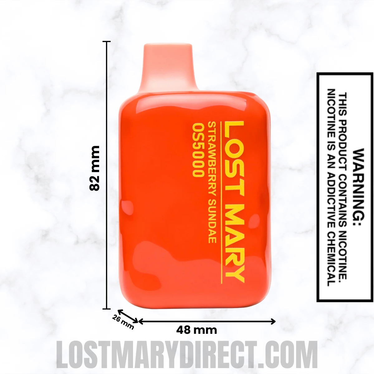 Strawberry Sundae Lost Mary OS5000 Disposable Vape Dimensions