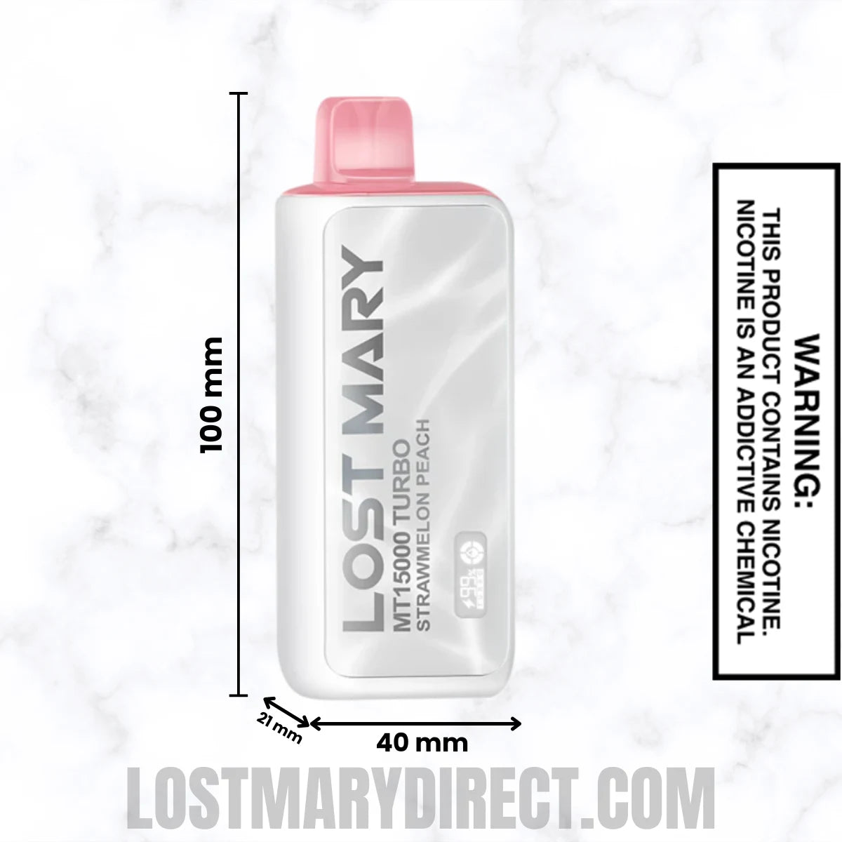 Strawmelon Peach Lost Mary MT15000 TURBO Vape Dimension