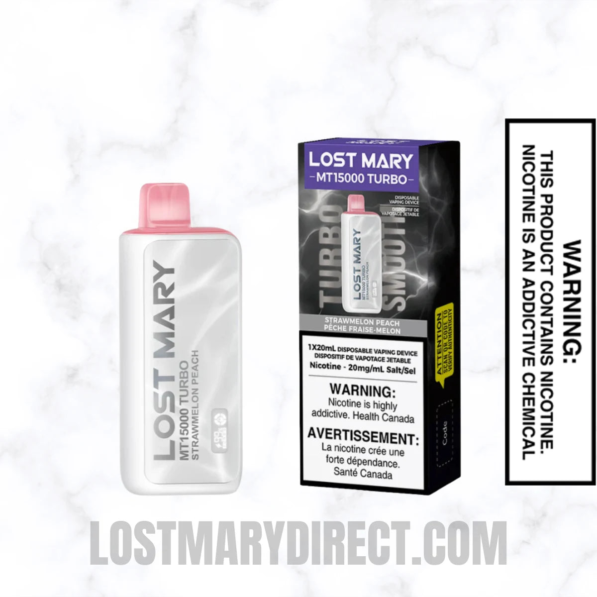 Strawmelon Peach Lost Mary MT15000 TURBO Vape With Package Box