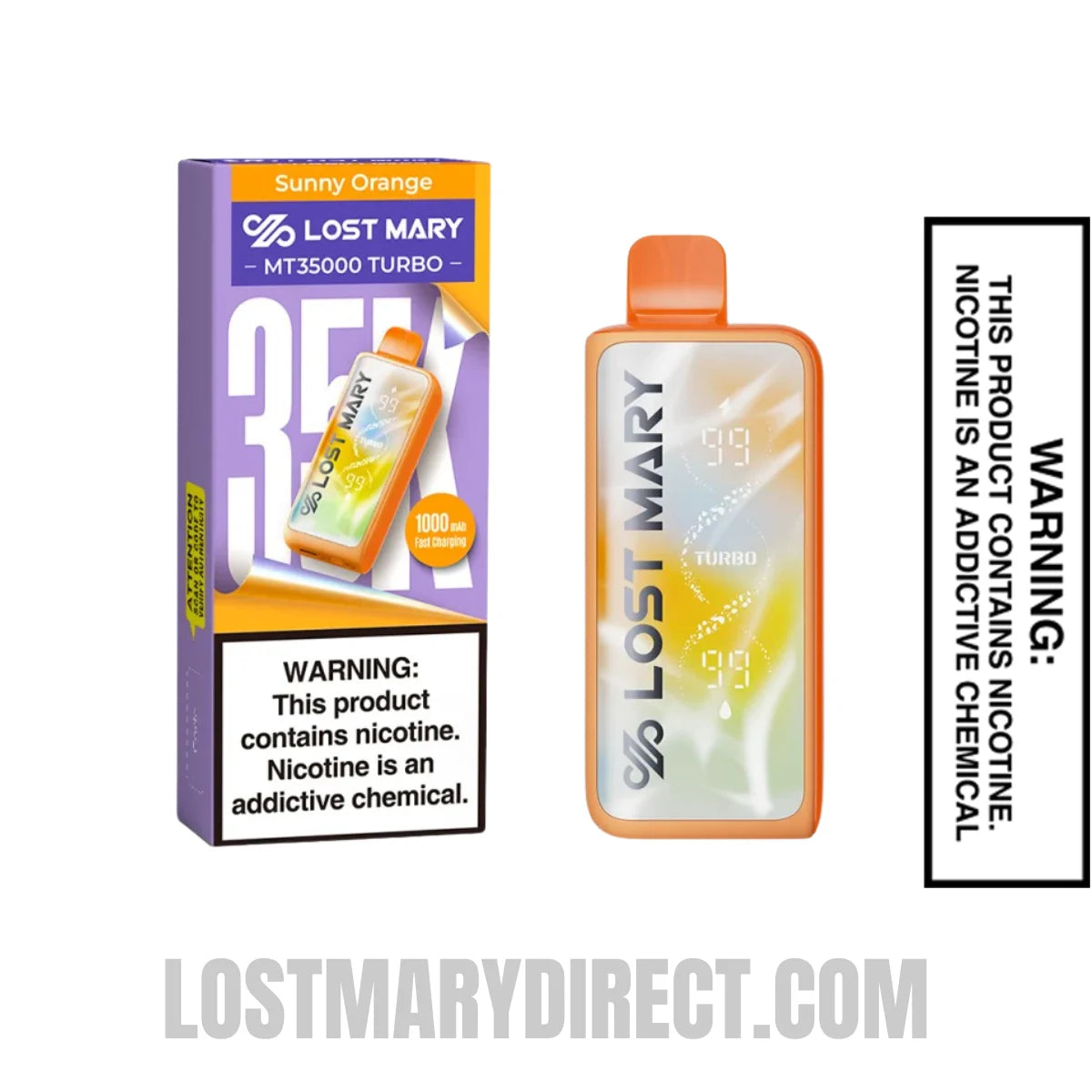 Sunny Orange Lost Mary MT35000 Turbo Vape Package Box