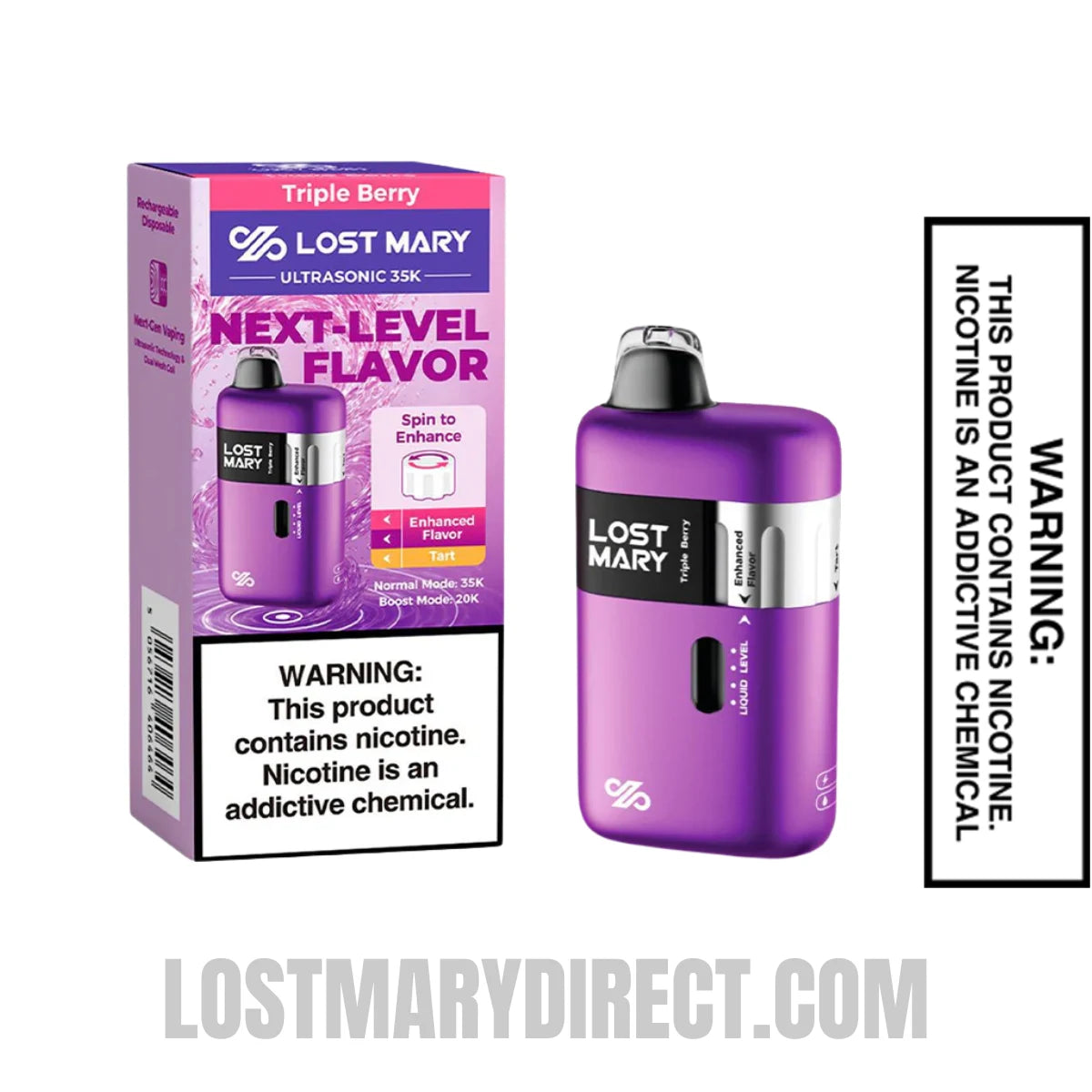 Triple Berry Lost Mary Ultrasonic 35K Disposable Vape With Package Box
